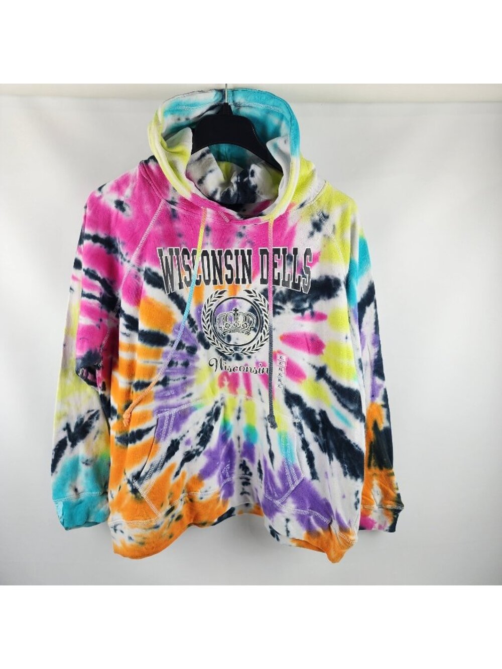 POP SURF Hoodie Mens XL Multi Wisconsin Dells Tie Dye Sweatshirt NWT